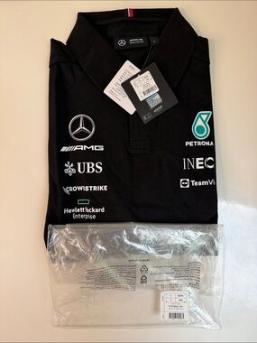 NWT New Mercedes AMG Black F1 Formula One 2023 Team Petronas Polo Shirt Large